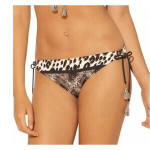 Bleu Rod Beattie Brown Snake Print Side Tie Hipster Bikini Bottom